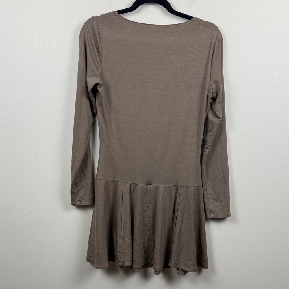 Reformation coen Brown Long Sleeve Square Neck Fit & Flare Mini Dress medium - Picture 6 of 8
